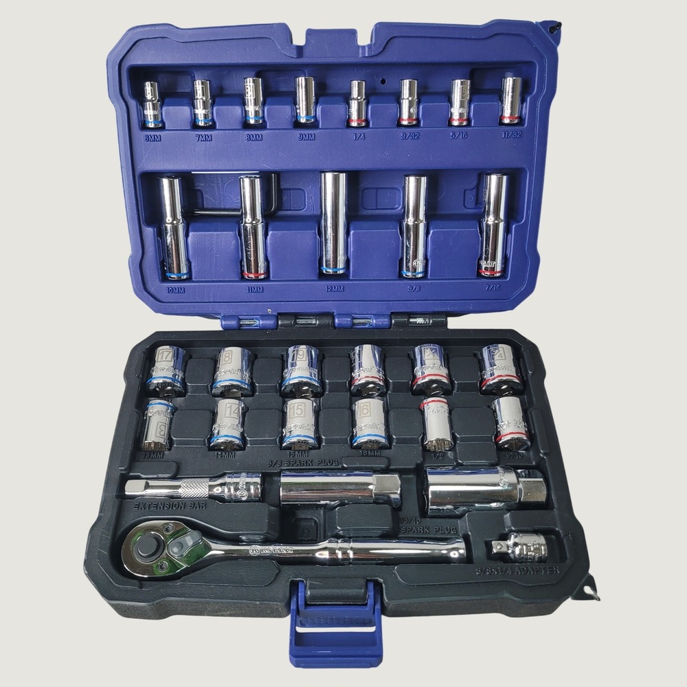 Kobalt 30 pc Mechanics Tool Set 1/4 3/8 Drive SAE Metric Ratchet Sockets 0338527